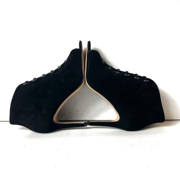 Enzo Angiolini Women's 7.5 M Black Suede Victorian Peep Toe Stiletto Ankle Heels - Picture 4 of 9